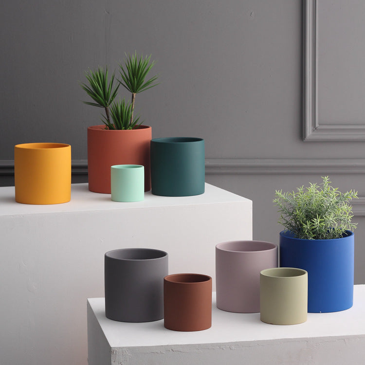 Nordic Colorful Ceramic Succulent Planter Flowerpot With Tray Hole