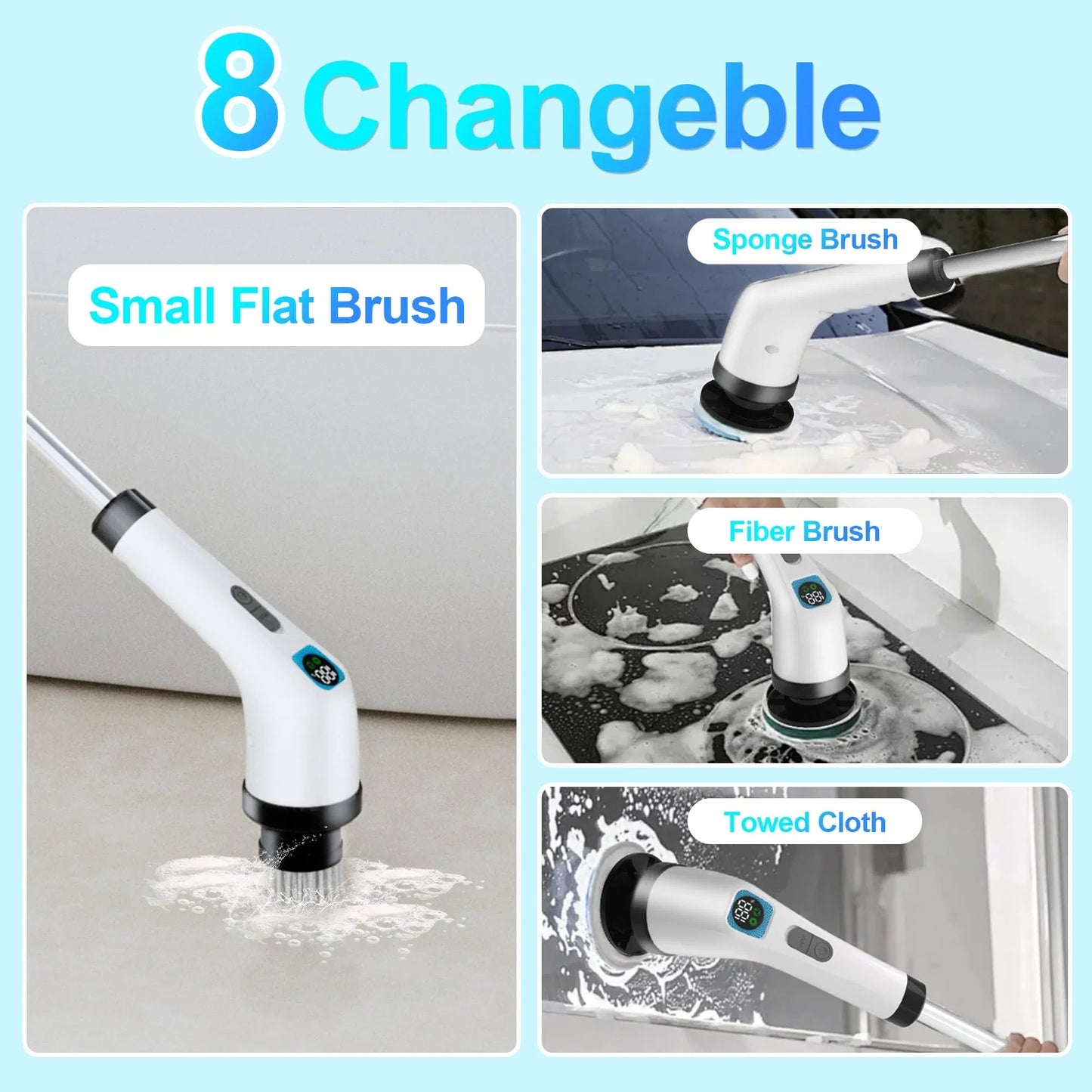 Cordless Electric Spin Scrubber 7-in-1 Bathroom Cleaning Brush