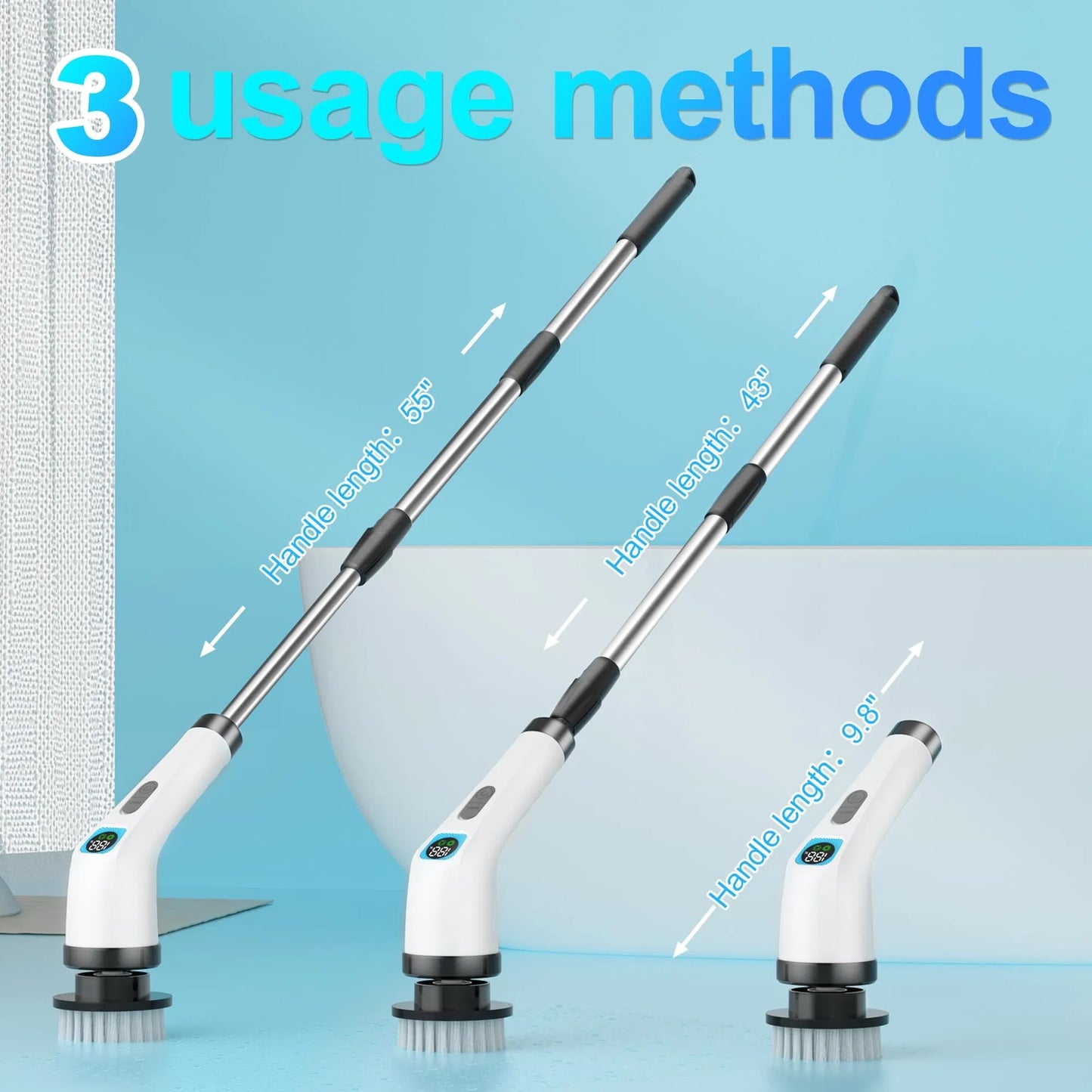 Cordless Electric Spin Scrubber 7-in-1 Bathroom Cleaning Brush