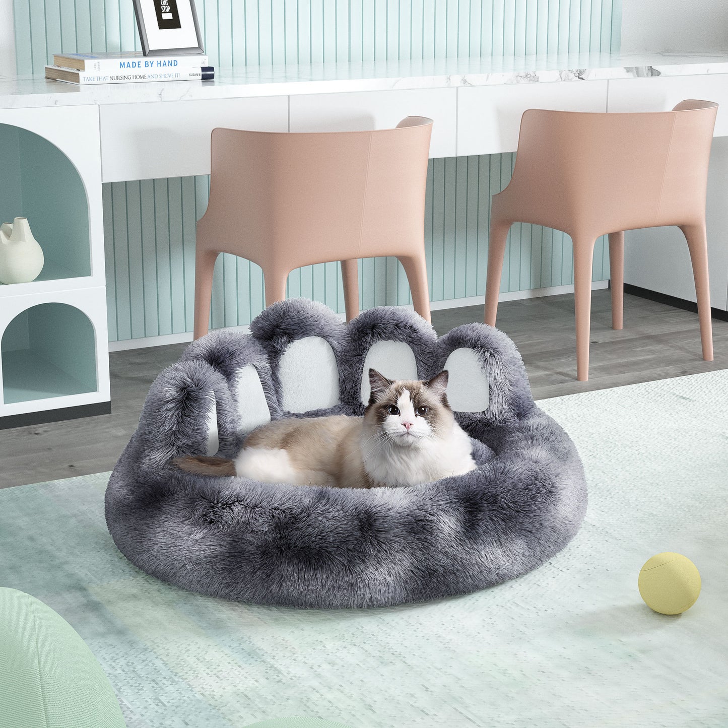 Cute Bear Paw Dog Cat Bed Plush Cozy Pet Furniture