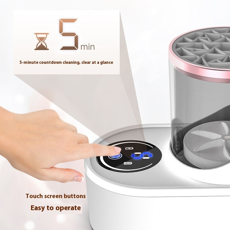 Electric Rechargeable Makeup Brush Cleaner Automatic Cleaning Tool With Stand