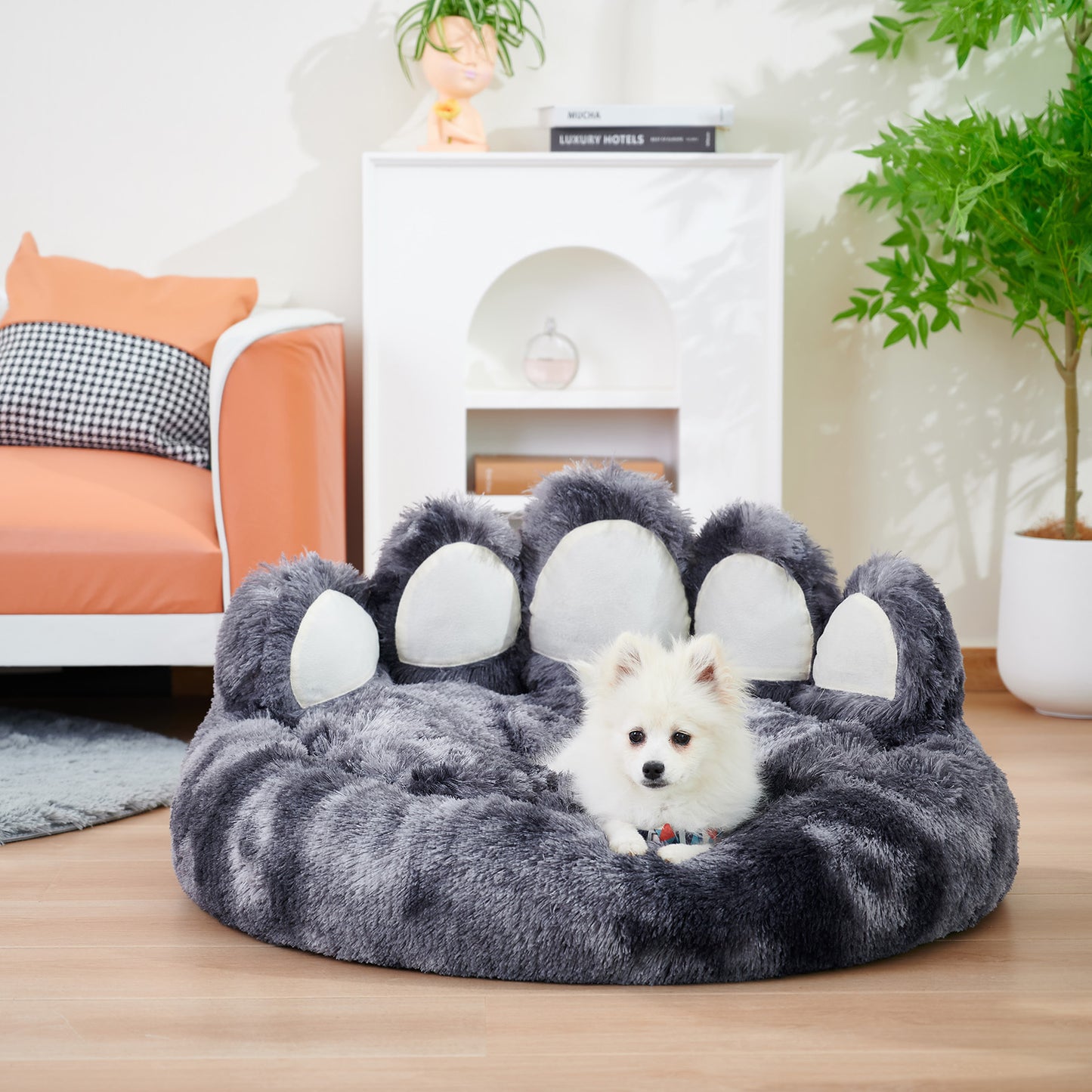 Cute Bear Paw Dog Cat Bed Plush Cozy Pet Furniture