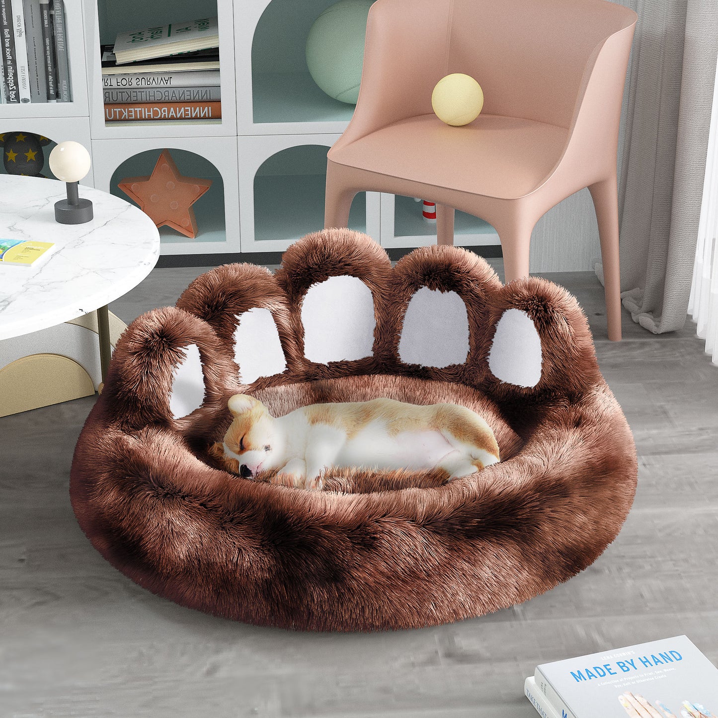 Cute Bear Paw Dog Cat Bed Plush Cozy Pet Furniture