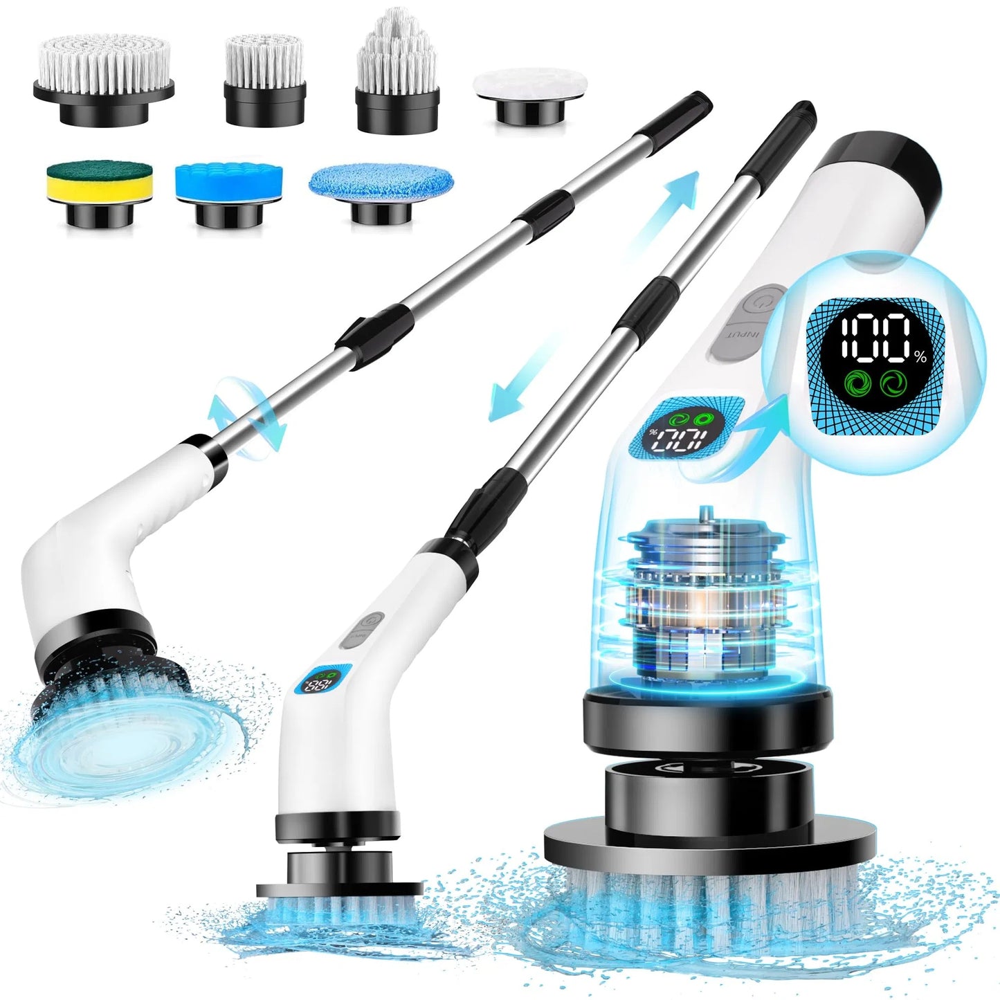 Cordless Electric Spin Scrubber 7-in-1 Bathroom Cleaning Brush