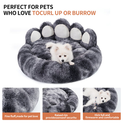 Cute Bear Paw Dog Cat Bed Plush Cozy Pet Furniture