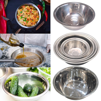 Stainless Steel Stackable Metal Snack Curry Pudding Serving Mixing Salad Bowl - Fabulous Corner