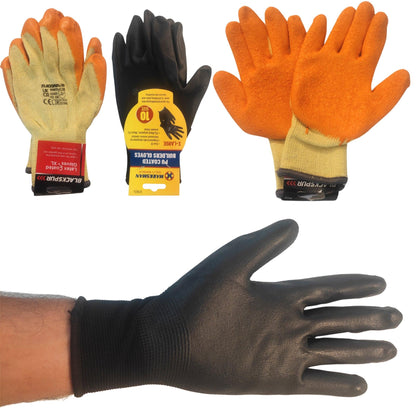 PU Nitrile Coated Industrial Safety Gripper Gloves for Construction Builders Road - Cleaning - Fabulous Corner