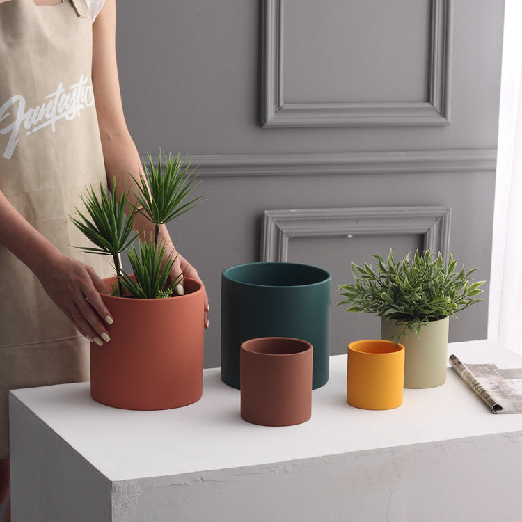 Nordic Colorful Ceramic Succulent Planter Flowerpot With Tray Hole