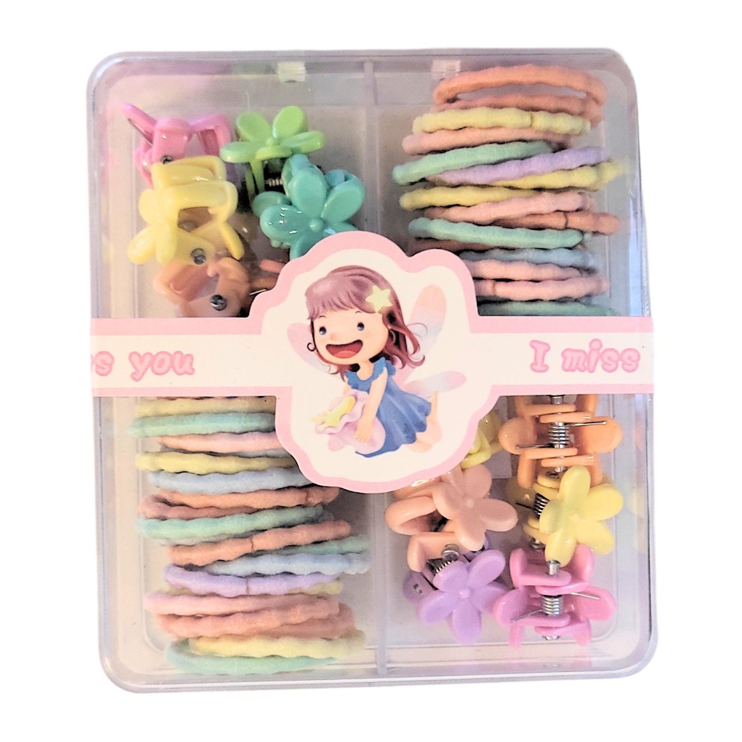 60 Pc 25 Pc Hair Clips Bobbles Thick Thin Strong Shiny Ponytail Bands Elastics - Fabulous Corner