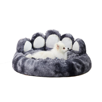 Cute Bear Paw Dog Cat Bed Plush Cozy Pet Furniture
