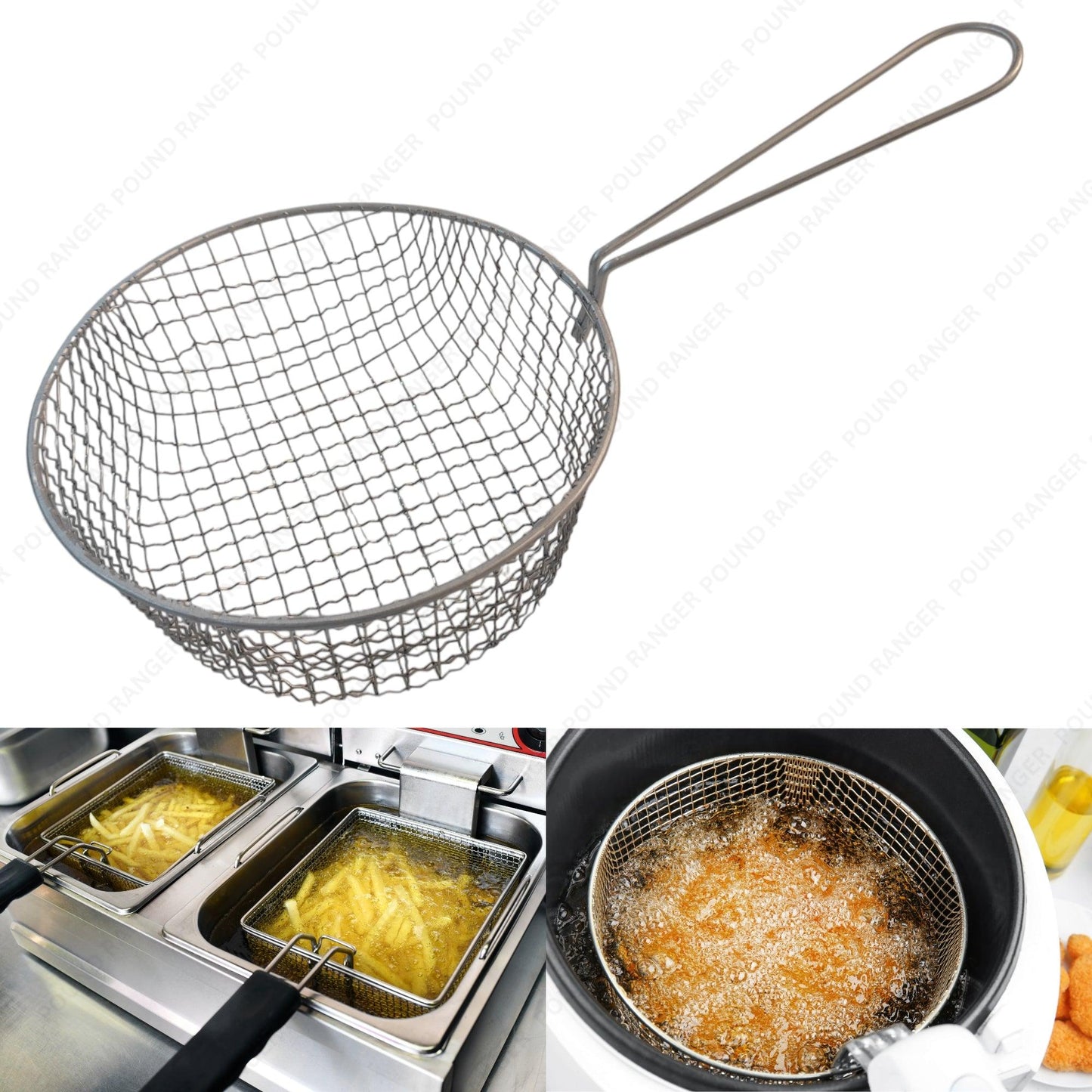 7” & 8.2” Chip Pan Replacement Wire Fryer Basket - Frying Pan Strainer & Oil Drainer for Fries Buckets - Fabulous Corner