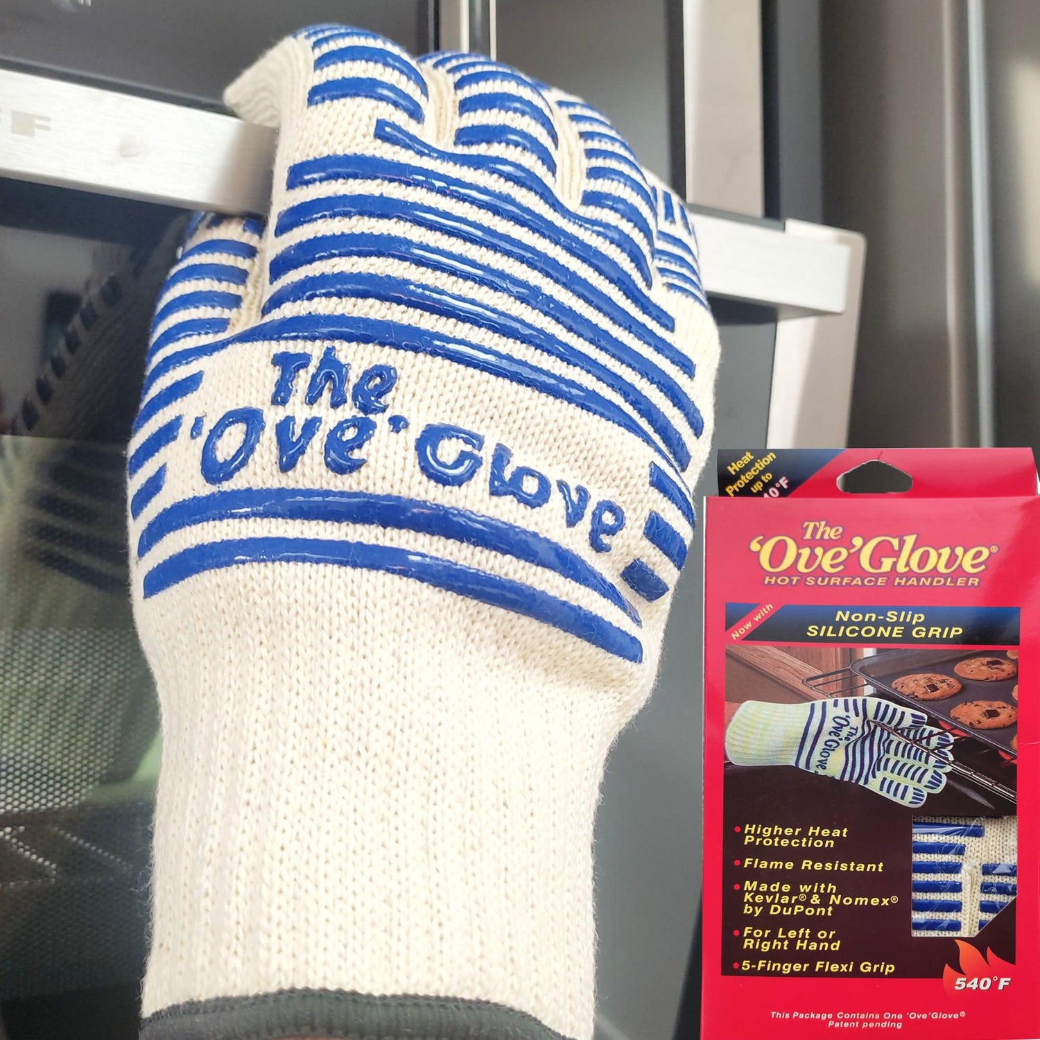 The Ove Glove Oven Mittens Heat Resistant Kitchen Microwave Handling Hot Surface Baking Grilling BBQ Cooking Fireplace Gloves - Fabulous Corner