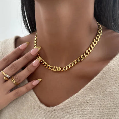 Custom Name Necklace Stainless Steel Cuban Chain Choker Gift
