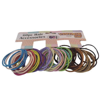 60 Pc 25 Pc Hair Clips Bobbles Thick Thin Strong Shiny Ponytail Bands Elastics - Fabulous Corner