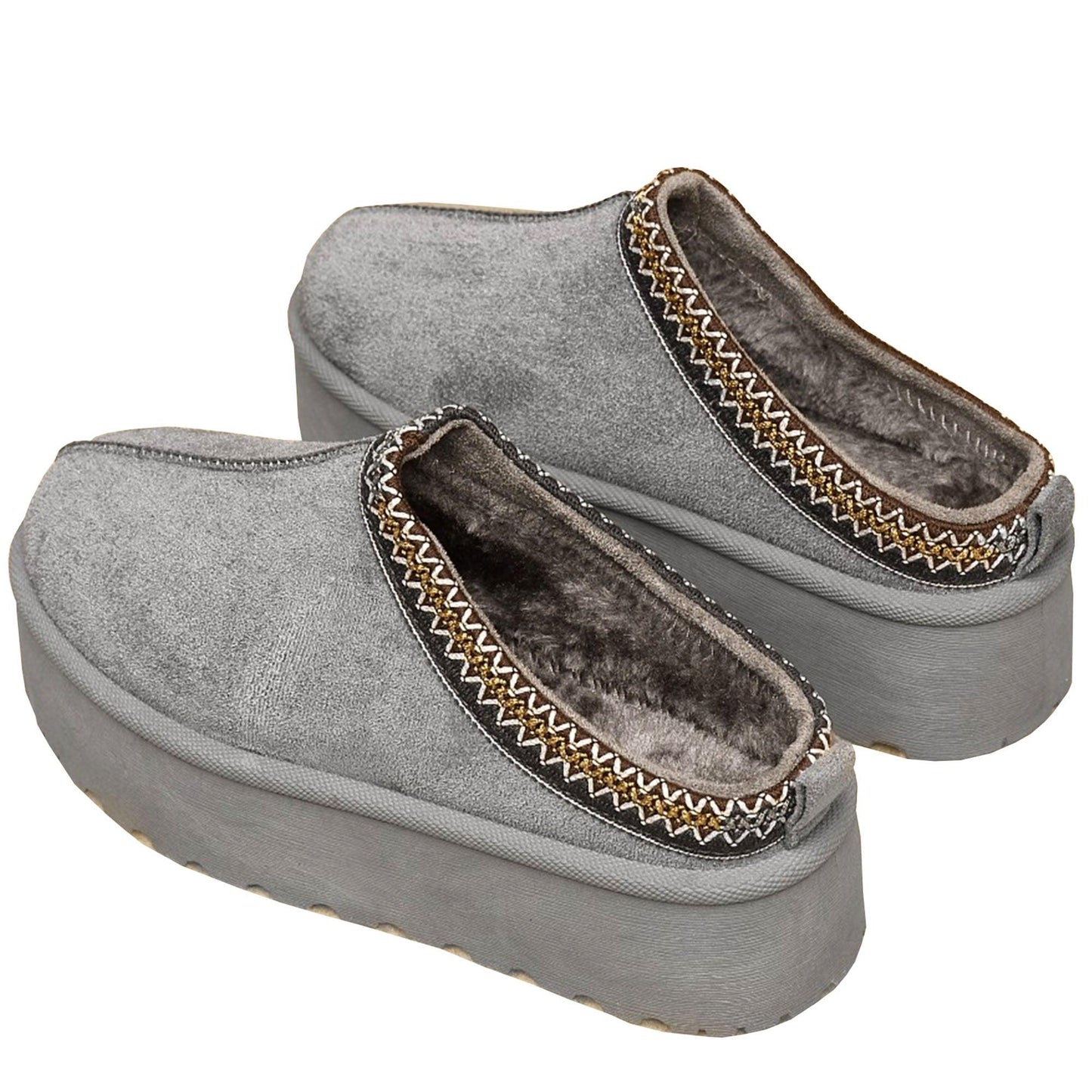 Womens Ladies Slip On Faux Fur Lined Slipper Lounge Snug Boots Shoes In Out Door - Fabulous Corner