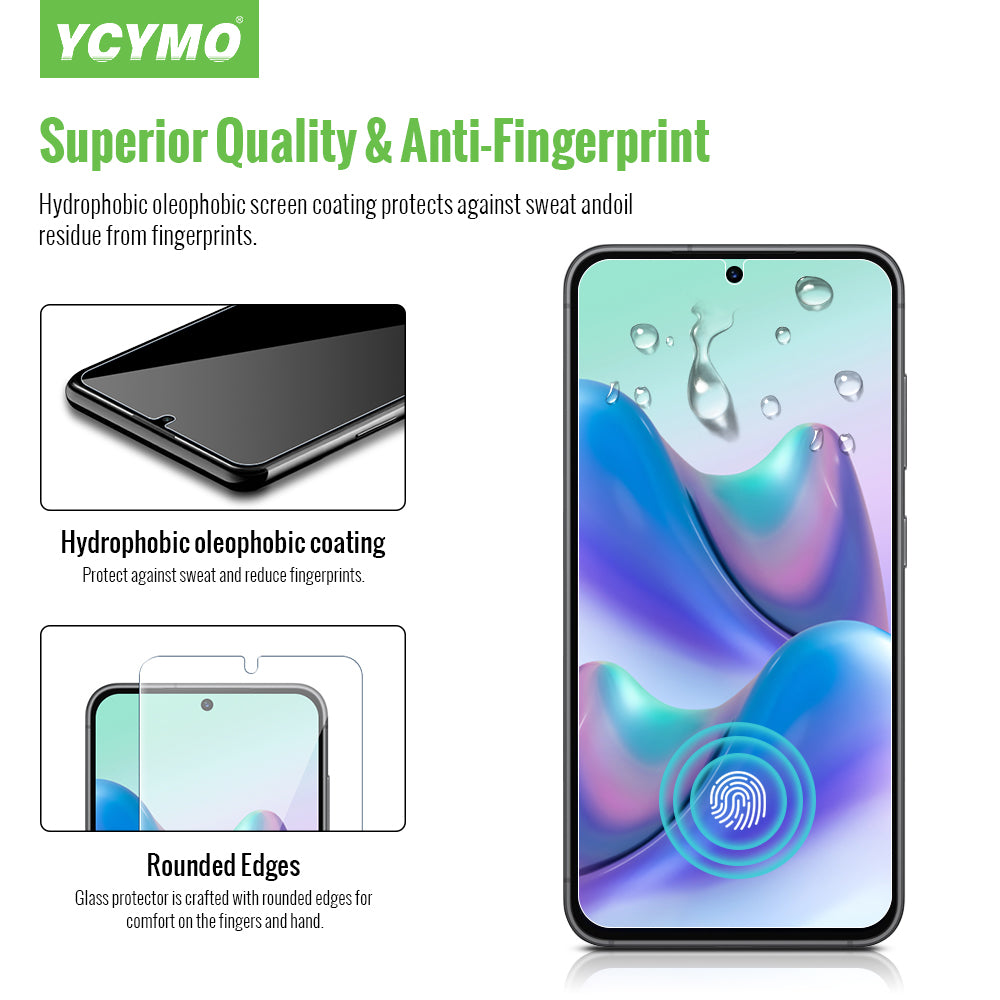 Fingerprint Tempered Glass Screen Protector - Hydrophobic Oleophobic Coating & Rounded Edges