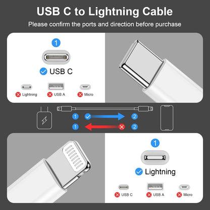 White iPhone Charging Cable – MFi Certified USB-C to Lightning Fast Charger