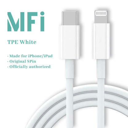 White iPhone Charging Cable – MFi Certified USB-C to Lightning Fast Charger
