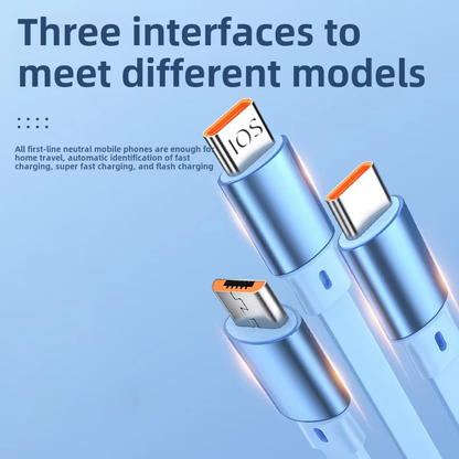 Universal 3 in 1 Retractable Data Cable – All-in-One Fast Charging Lead for iPhone & Android