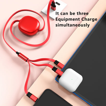 Universal 3 in 1 Retractable Data Cable – All-in-One Fast Charging Lead for iPhone & Android