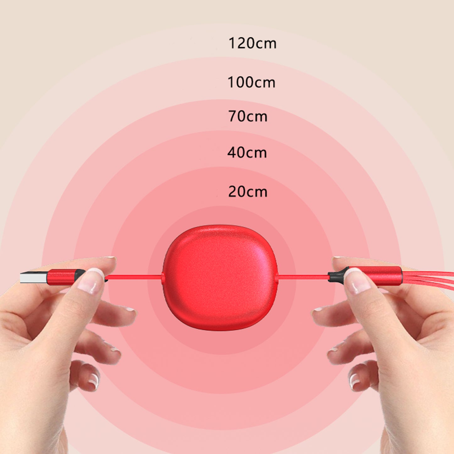 Universal 3 in 1 Retractable Data Cable – All-in-One Fast Charging Lead for iPhone & Android