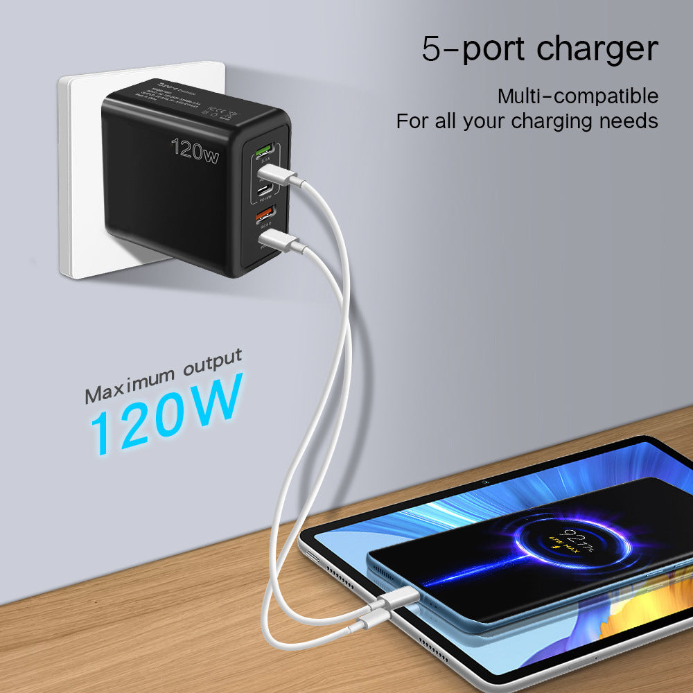 Ultra-Fast GaN Charger 67W / 120W – 5-Port USB C Power Delivery Hub for MacBook, iPhone & Samsung