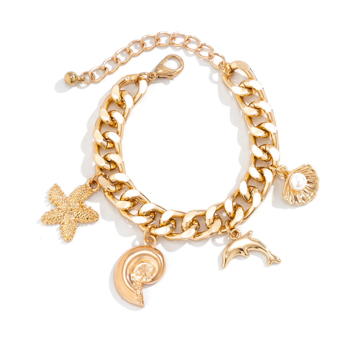 Boho Conch Dolphin Starfish Pendant Choker Bracelet Tassel Chain Jewelry