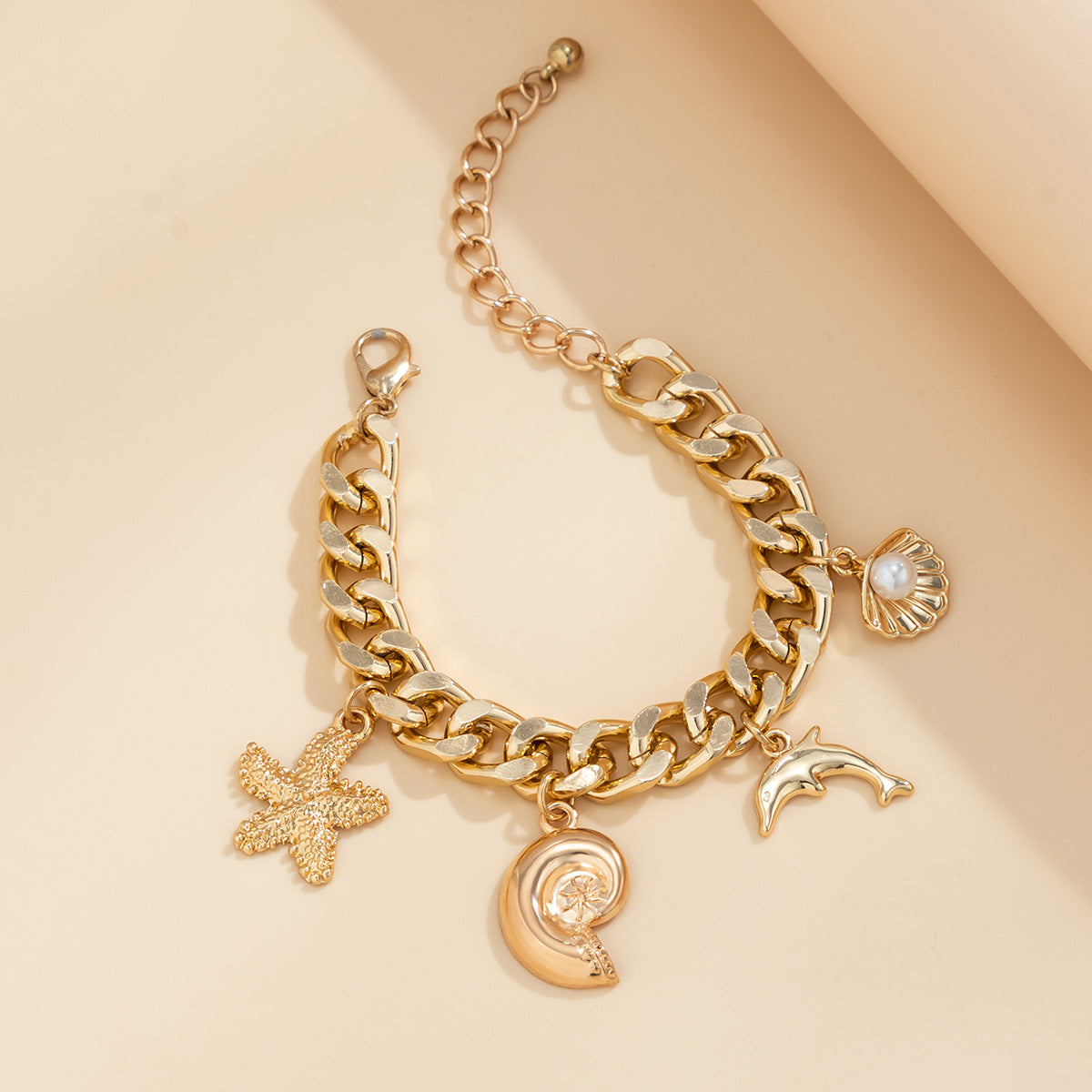 Boho Conch Dolphin Starfish Pendant Choker Bracelet Tassel Chain Jewelry