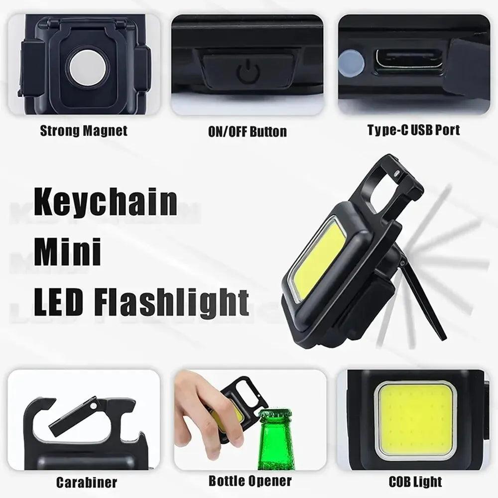 Multifunctional Mini LED Flashlight Keychain - Fabulous Corner