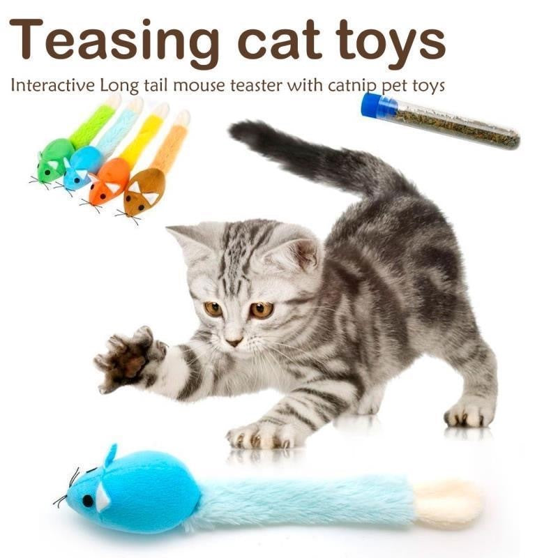Interactive Long Tail Mouse Teaser Cat Toy Funny Pet Training