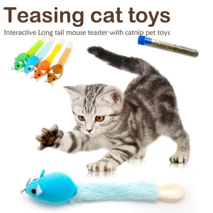 Interactive Long Tail Mouse Teaser Cat Toy Funny Pet Training