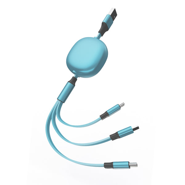Universal 3 in 1 Retractable Data Cable – All-in-One Fast Charging Lead for iPhone & Android