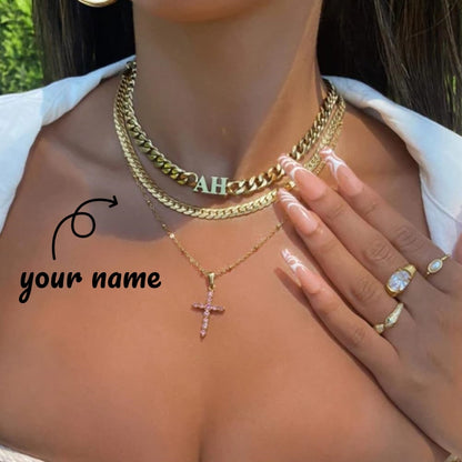 Custom Name Necklace Stainless Steel Cuban Chain Choker Gift