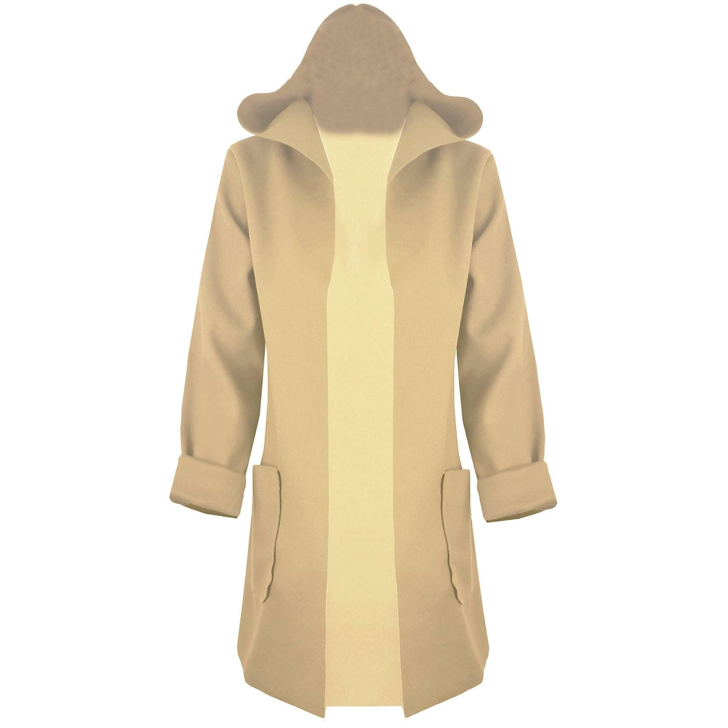 Womens Ladies Hooded Long Sleeves Hoodie Front Open Drape Coat Casual Jacket Top - Fabulous Corner