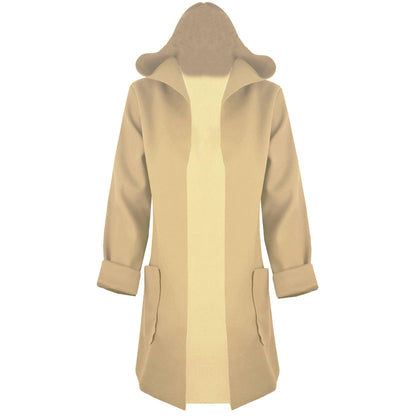 Womens Ladies Hooded Long Sleeves Hoodie Front Open Drape Coat Casual Jacket Top - Fabulous Corner