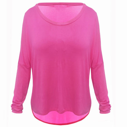 Chic Oversized Batwing Sleeve High-Low T-Shirt - Women's Round Neck Long Sleeve Top - Fabulous Corner