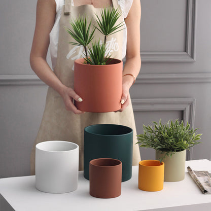 Nordic Colorful Ceramic Succulent Planter Flowerpot With Tray Hole