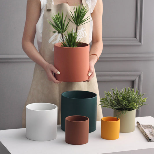 Nordic Colorful Ceramic Succulent Planter Flowerpot With Tray Hole