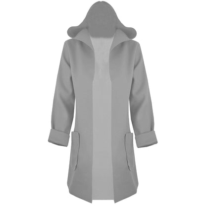 Womens Ladies Hooded Long Sleeves Hoodie Front Open Drape Coat Casual Jacket Top - Fabulous Corner