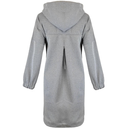 New Womens Ladies High Low Front Button Hi Lo Hooded Hoody Long Cardi Jumper Top - Fabulous Corner