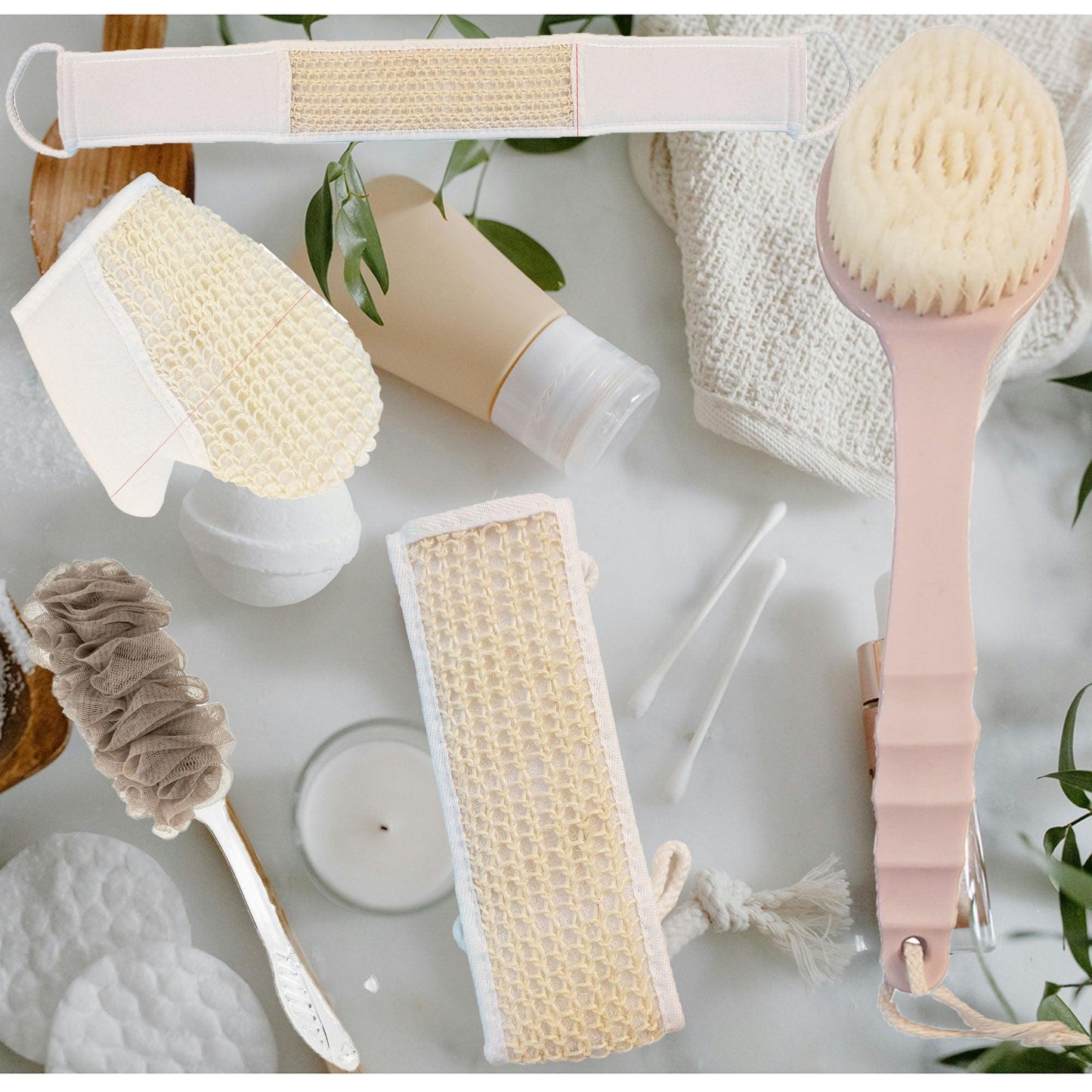 Shower Brush Exfoliating Mesh Net Brush Loofah Long Handle Pouf Bath Brush Back & Body Scrubber Luffa Bath Sponge Lower Legs Bath Shower Scrub Puff Scrunchie Soft Mesh Net - Fabulous Corner