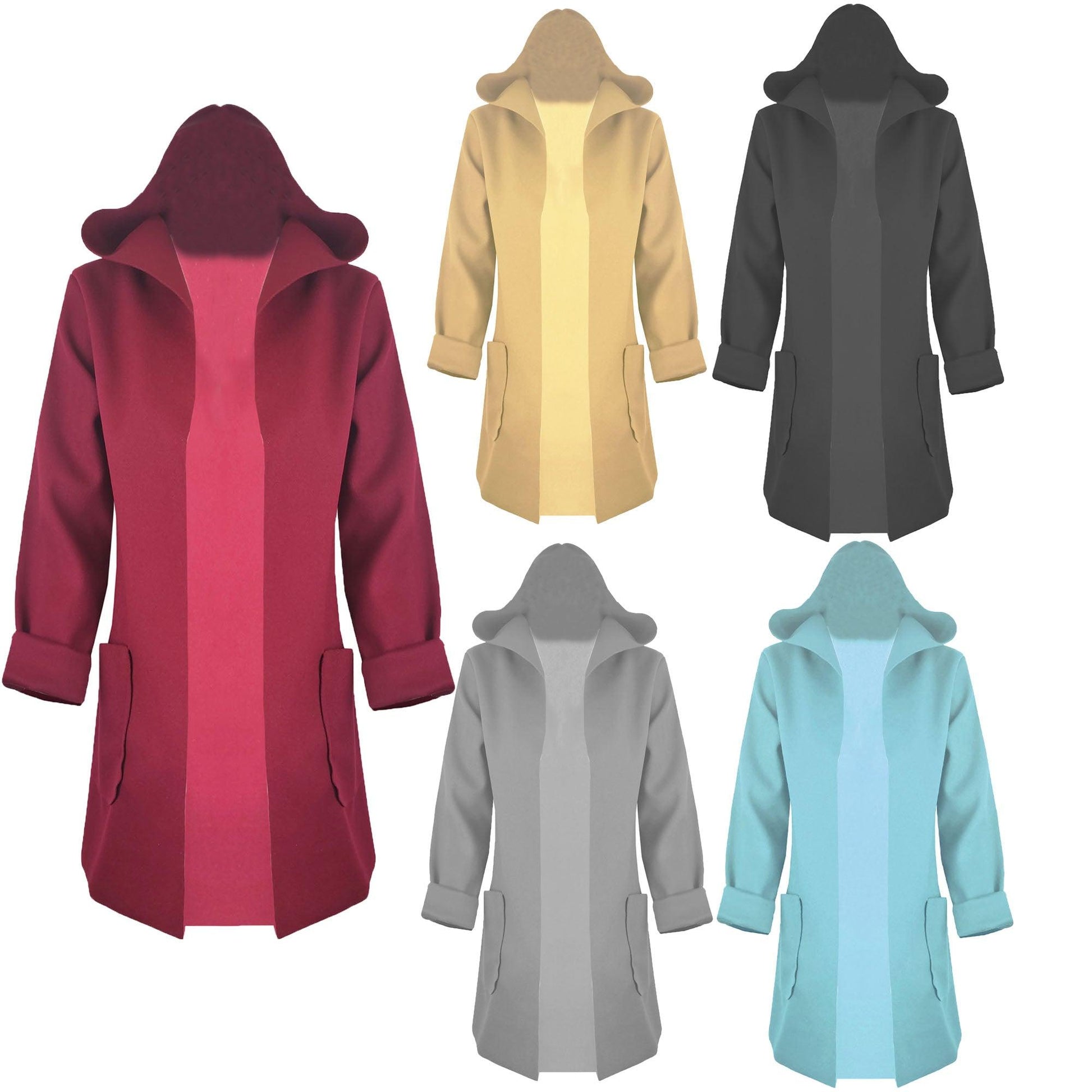 Womens Ladies Hooded Long Sleeves Hoodie Front Open Drape Coat Casual Jacket Top - Fabulous Corner