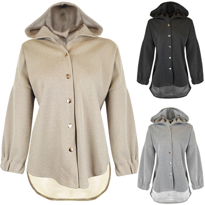 womens ladies New Womens Ladies High Low Front Button Hi Lo Hooded Hoody Long Cardi Jumper Top - Fabulous Corner