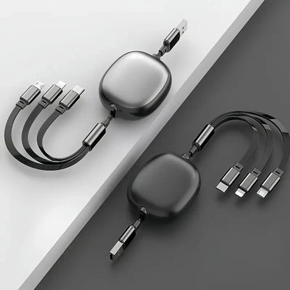 Universal 3 in 1 Retractable Data Cable – All-in-One Fast Charging Lead for iPhone & Android